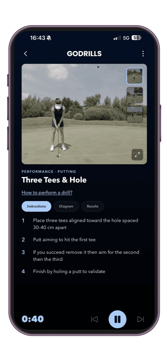 GODRILLS golf video drill — face-angle demonstration with step-by-step instructions